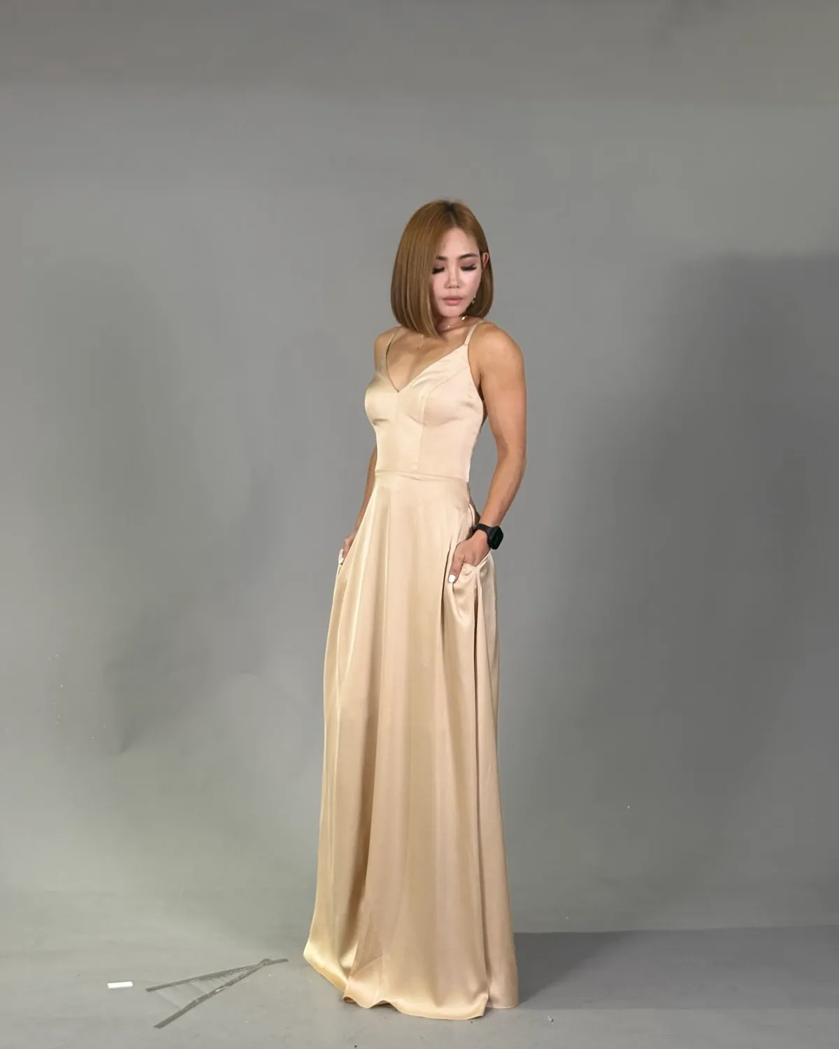 Fazzling Closet Elegant Champagne Evening Gown