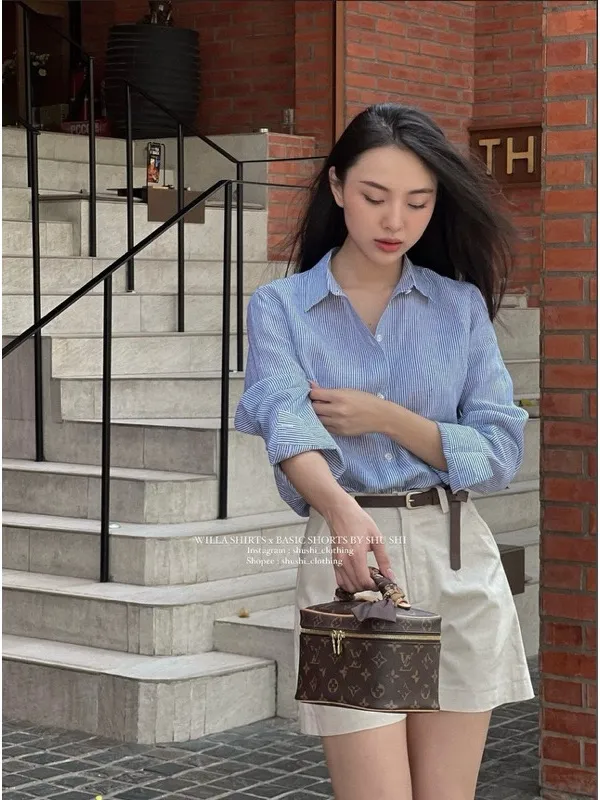 Shushi  Shushi Willa Shirts Linen Stripe Shirt Tung  - Photo 4