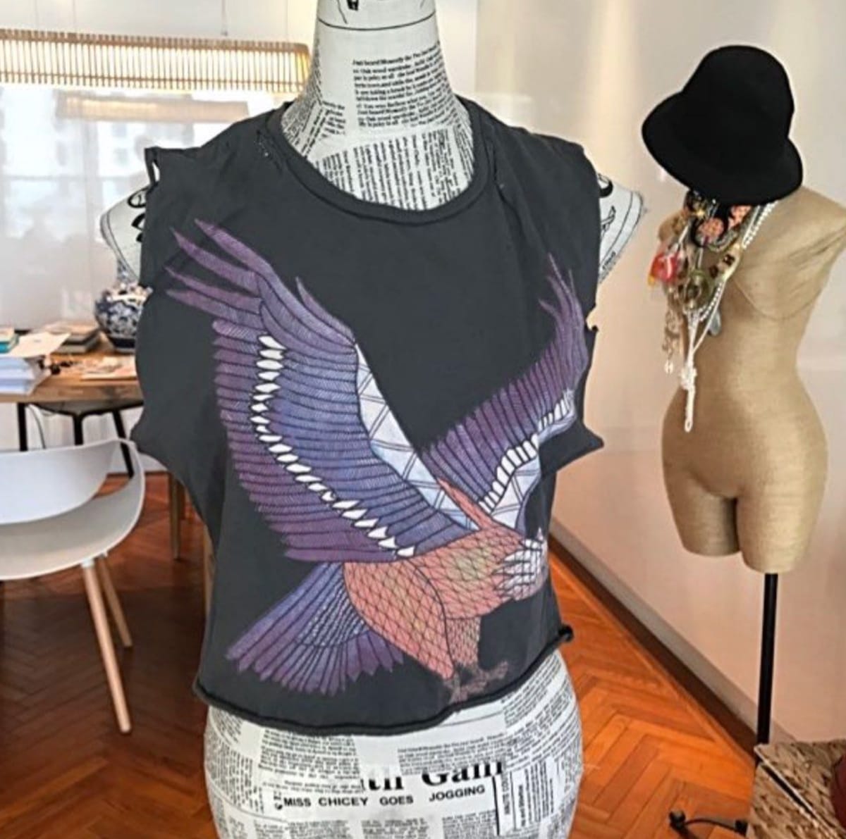 Edgy Graphic Eagle Tank Top by Topshop