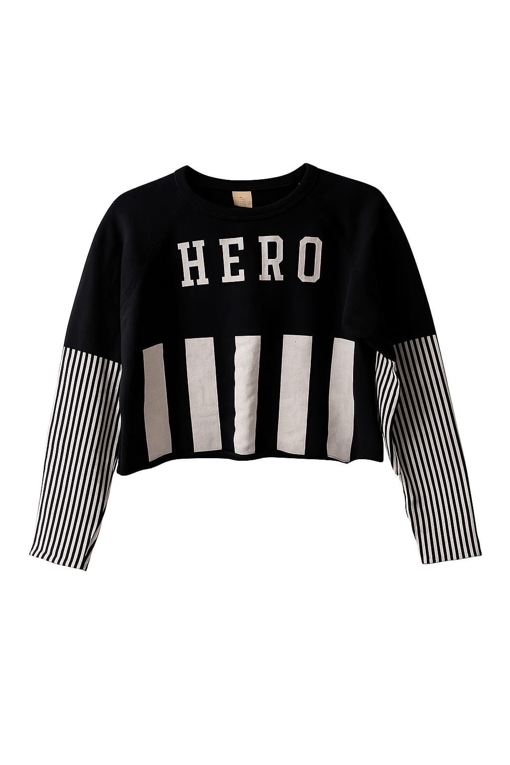 ZARA Trafaluc Black and White Long-sleeved Cropped Pullover (M)