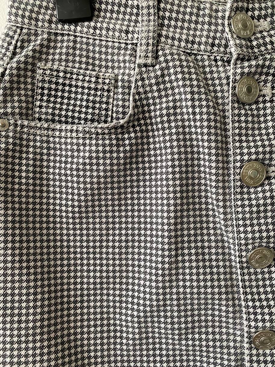 Zara ZARA Black and White Houndstooth Denim Mini Skirt (M) - Photo 3