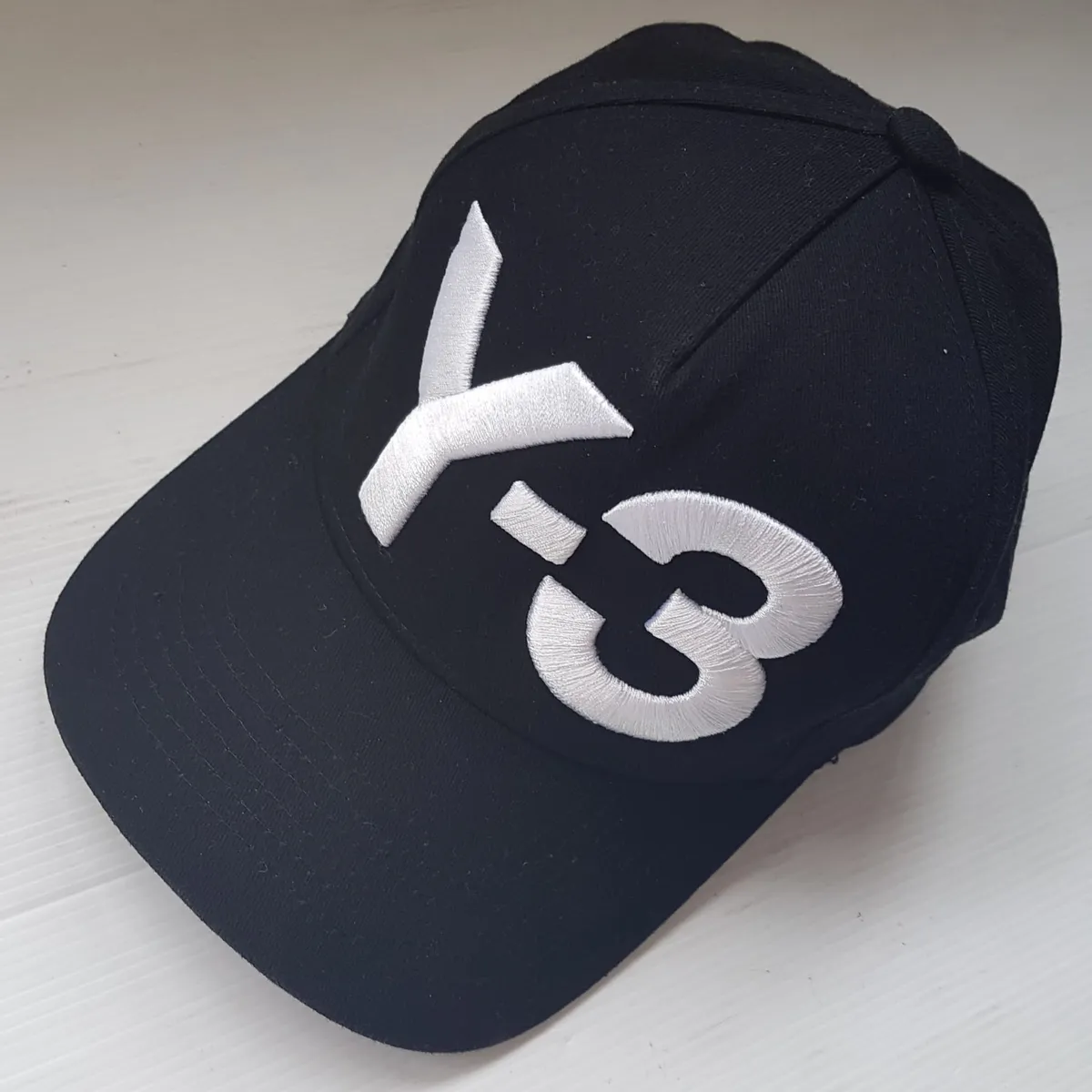 Retro Y-3 Baseball Cap, Adidas Y3 by Yohji Yamamoto, JAPAN, Cool Black Model, White Y-3 Embroidered Logo, Cosmopolitan, Adjustable Backstrap, Jockey Cap, Luxury Living, Sophistication, F1 Racing, Car Rally, Roadster, Cult Street Fashion, Summer Holidays