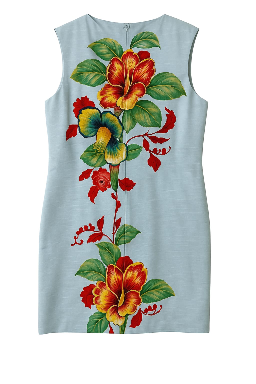 Warehouse WAREHOUSE Sky Blue Sleeveless Floral Patterned Dress (UK 12 / US 8) - Photo 4