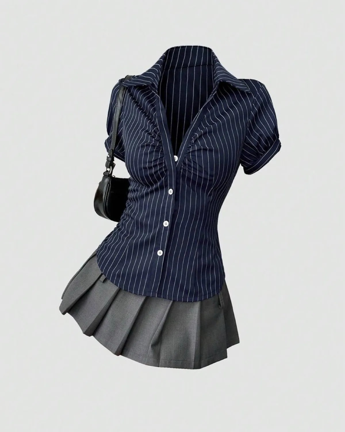 Shein Blue & White Striped Blouse