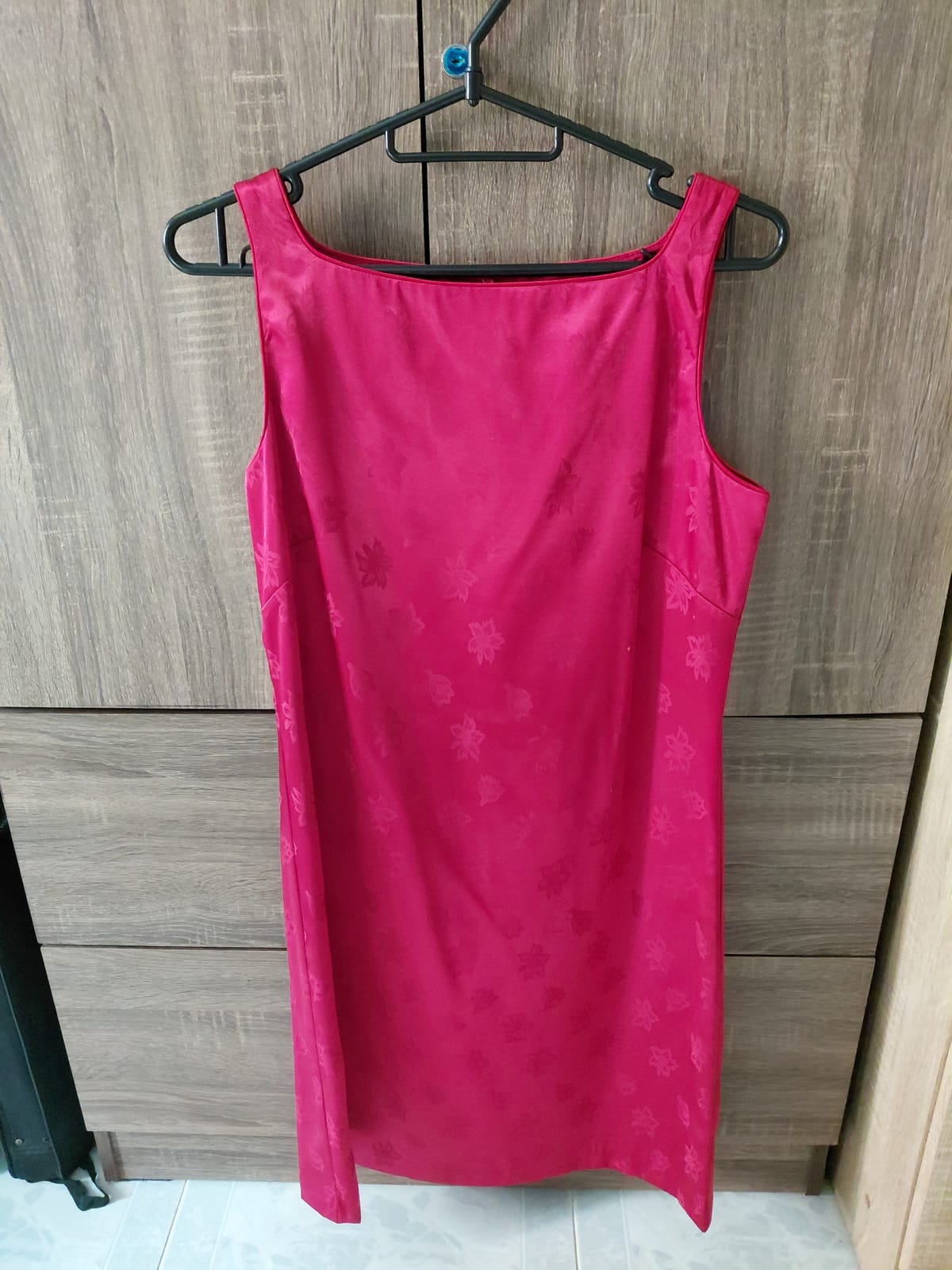 Chocolati Vintage Raspberry Pink Satin and Silk Floral Design Dress