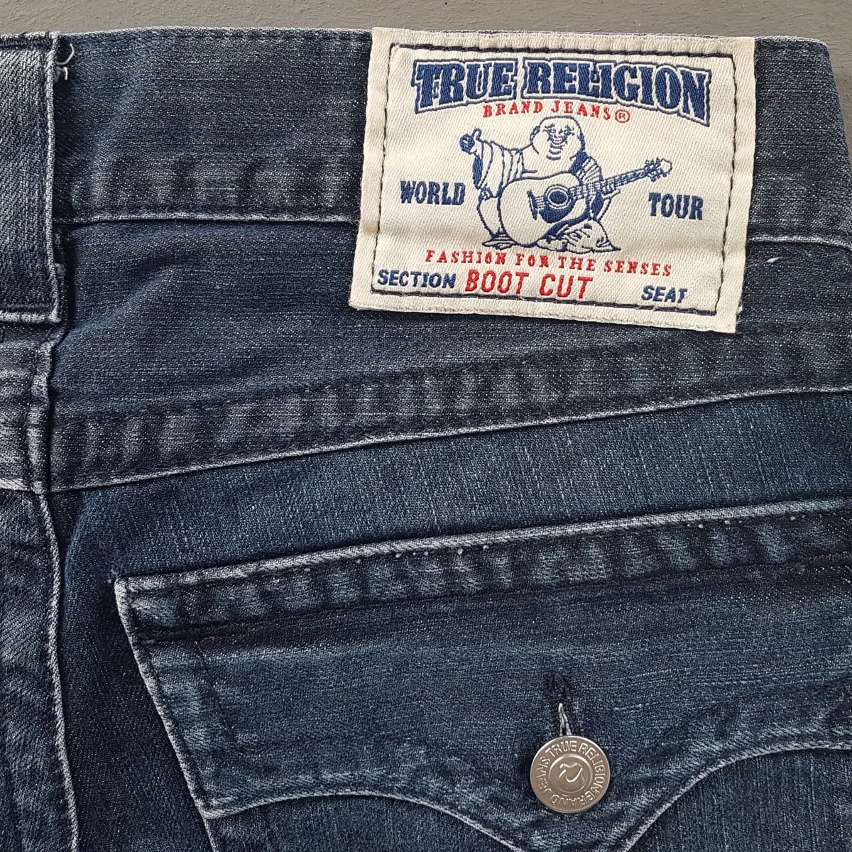 True Religion Vintage True Religion Denim Jeans, Retro Laughing Buddha Denim Shorts, Made in USA, Original World Tour Model, Cool Size 28 Bottoms, Cosmopolitan, Sleek Designer Wear, Sophistication, Timeless Appeal, Pop Culture, Hip Hop, Rock Star, Cult Street Fashion - Photo 6