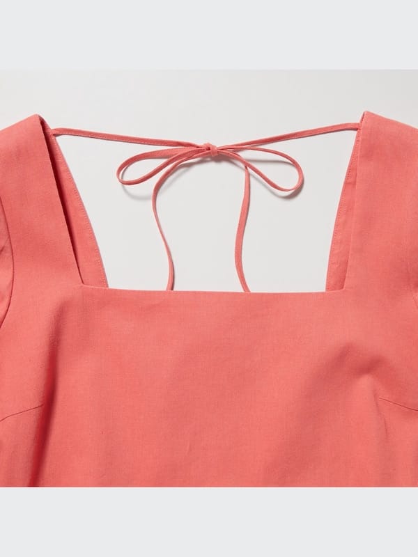 Uniqlo Uniqlo Linen Blend Volume Sleeve Shirring Dress - Black - Photo 3