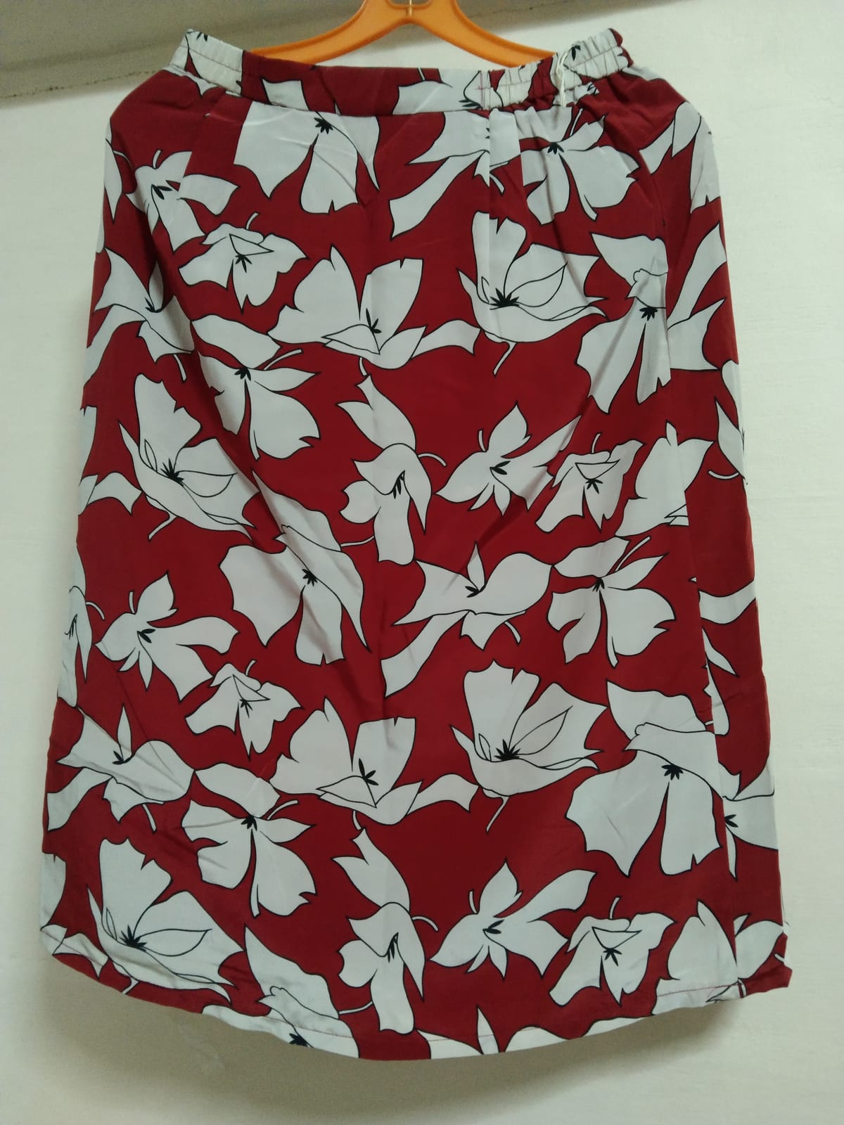 Bold Floral Red Midi Skirt