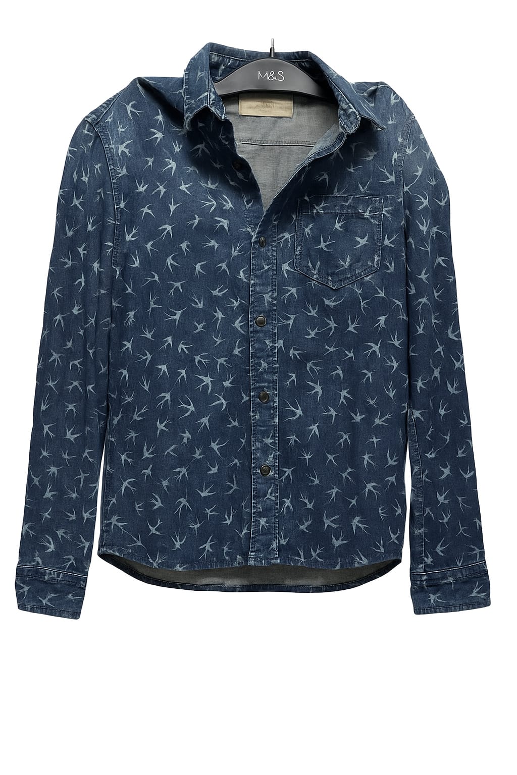 Zara Men's Denim Collection Slim Fit Button Down Collar Shirt (Size S)