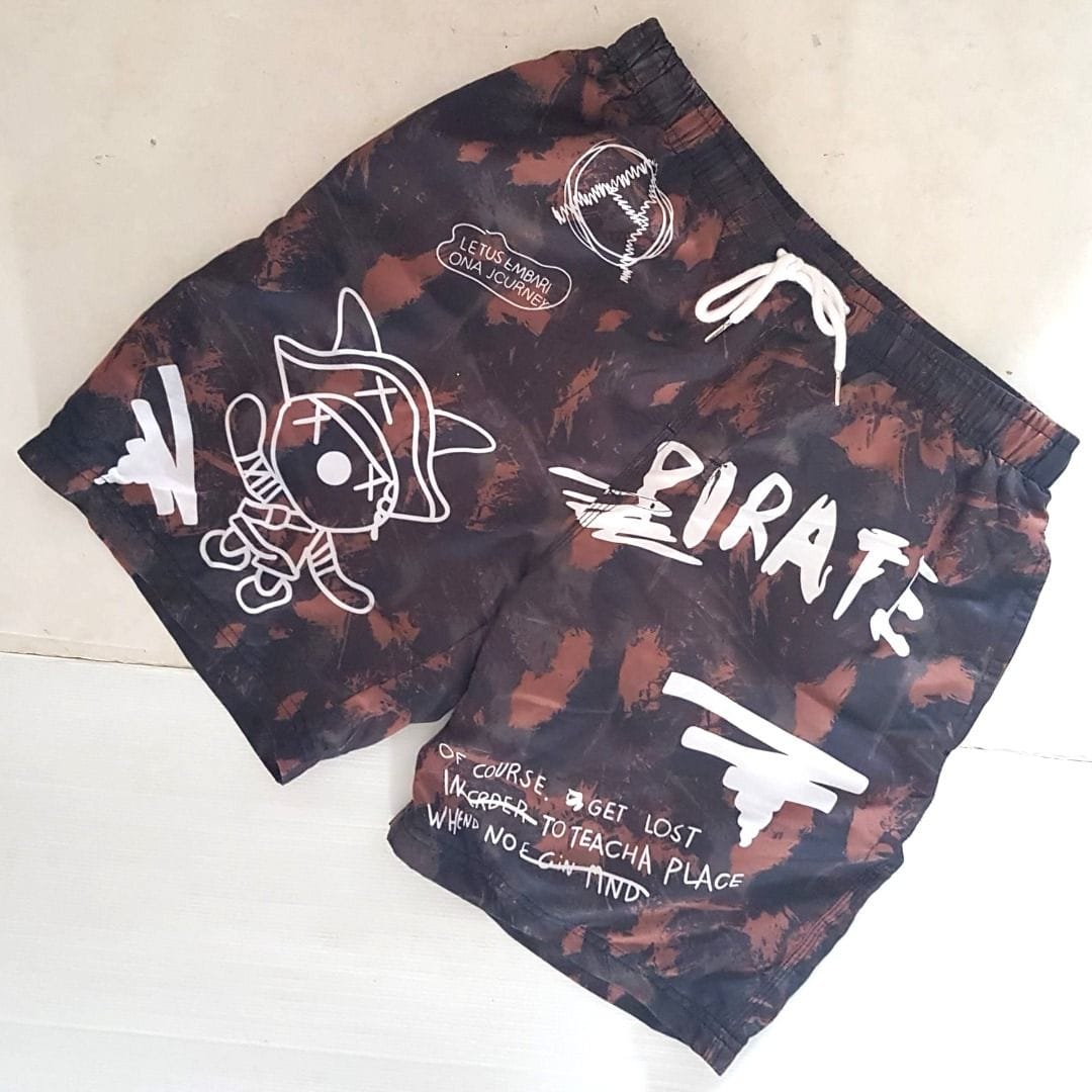 Pirate Graphic Beach Shorts - Streetwear Vibes (Size L)