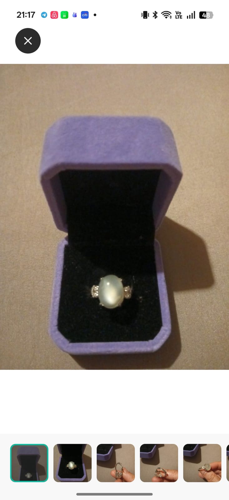 Elegant Moonstone Ring with Gem Details