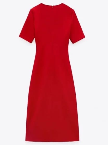 Zara ZARA Red Midi Dress With Slits (M) - Photo 4