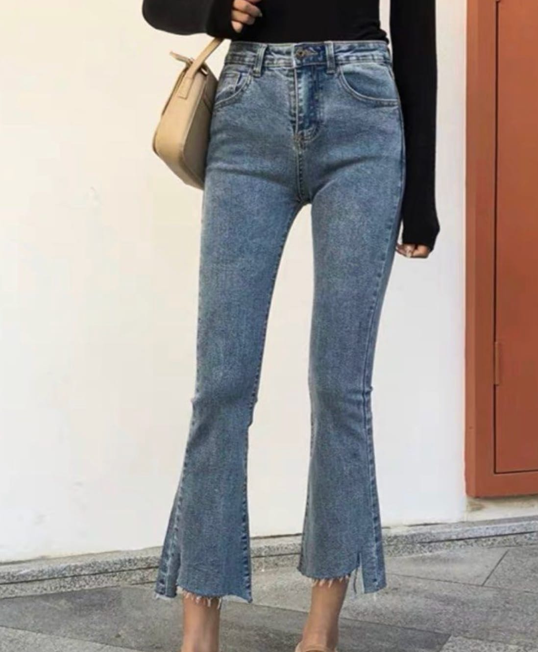 Trendy High-Waisted Flare Jeans