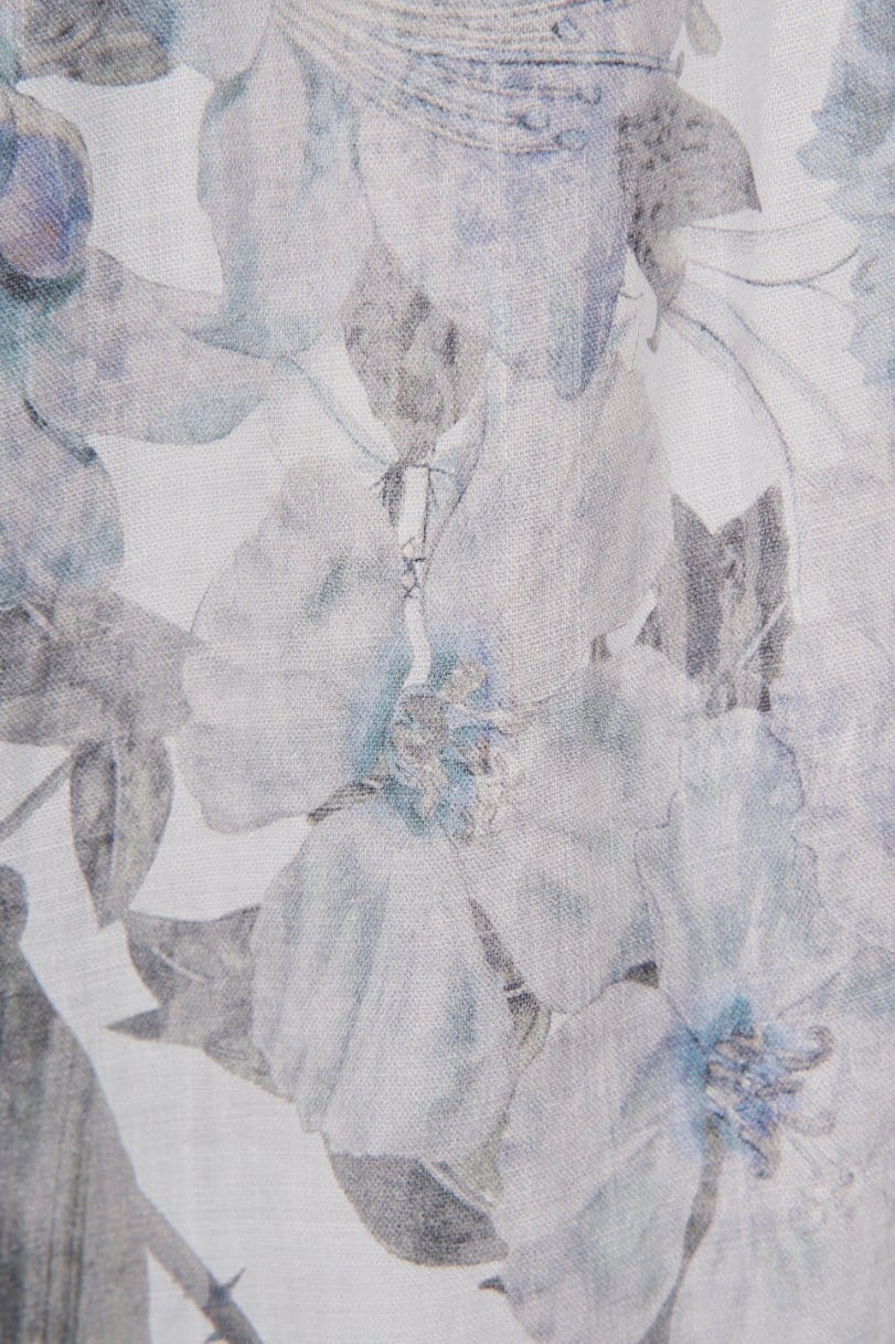 Chello Haven Puff Dreamy Mini Dress in Blue Enchanted Blooms,  - Photo 5