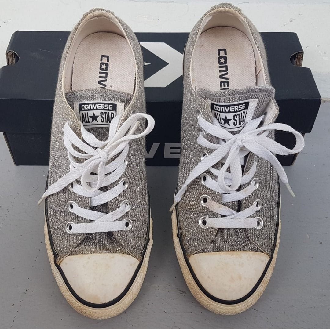 Converse All Star Silver Glitter Kicks (US 7/UK 5/EU 37.5) - Photo 2