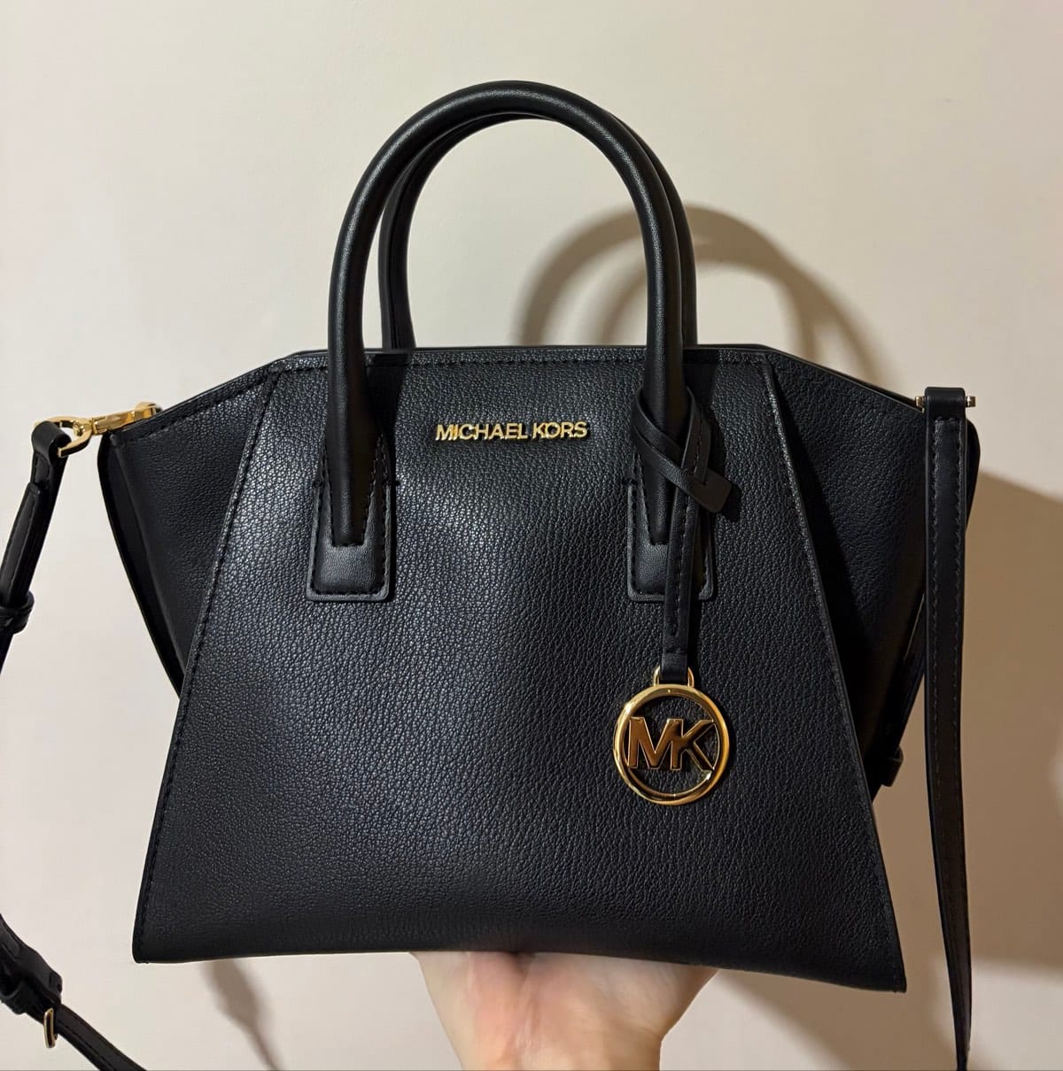 Michael Kors Avril Small Leather Top Zip Satchel - Black