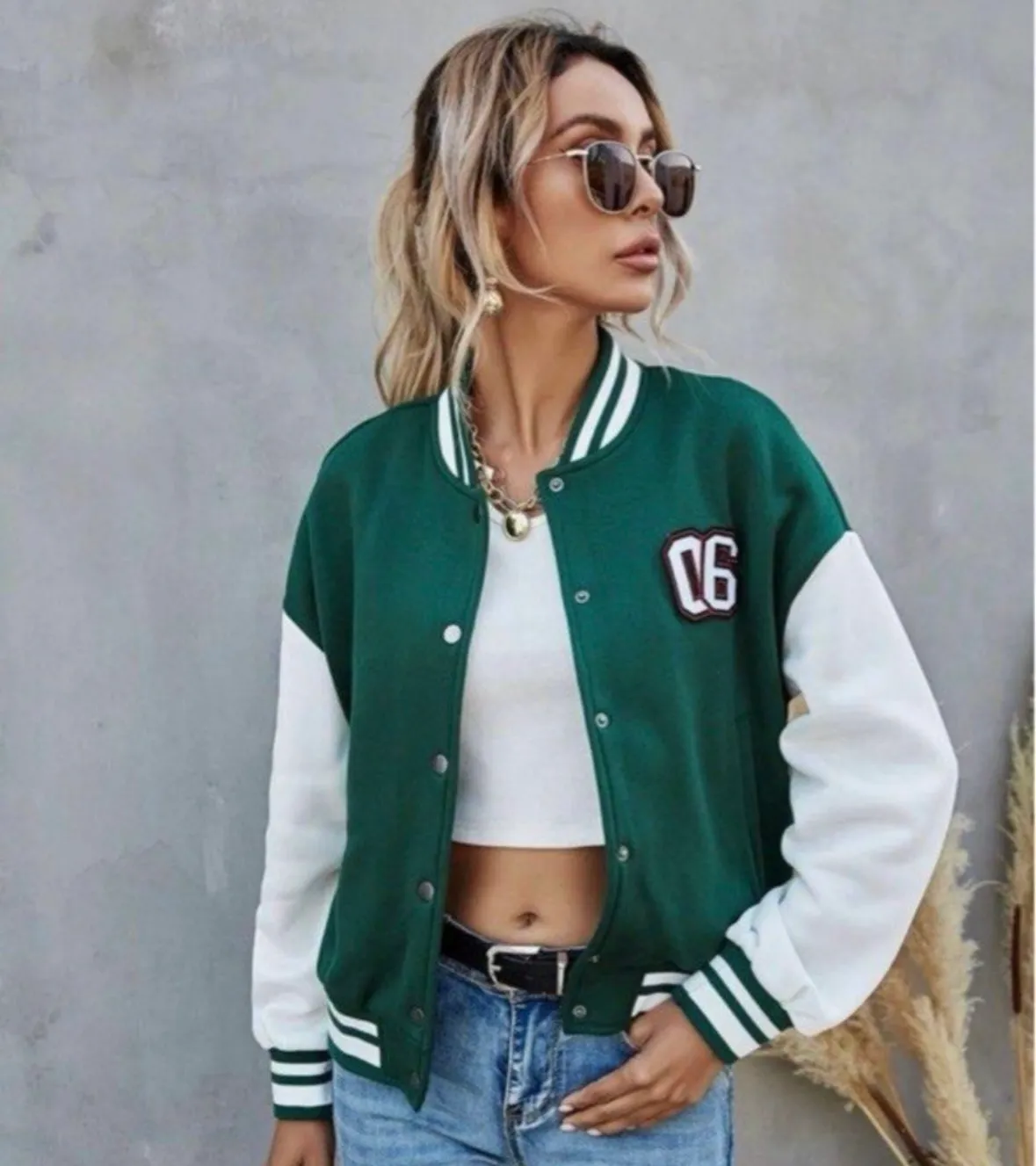 Trendy Green Varsity Jacket