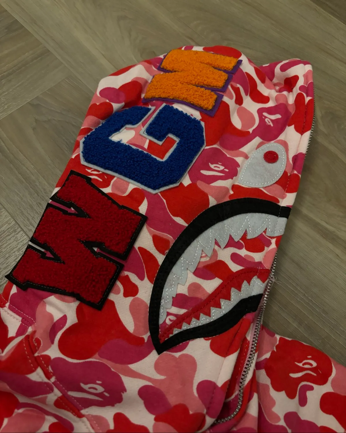 A Bathing Ape BAPE ABC Pink Camo Shark Full Zip hoodie (classic single hood) - Photo 3