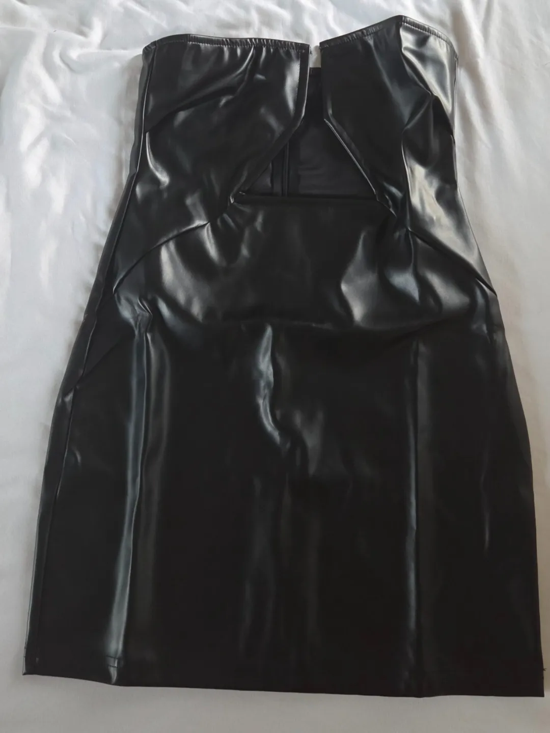 Unknown Sleek Black Faux Leather Mini Dress