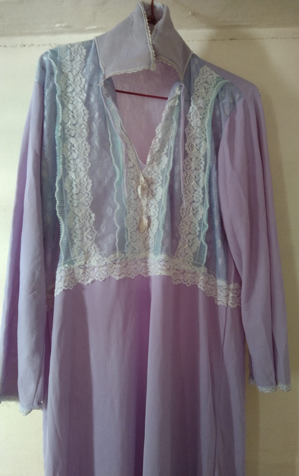 Vintage Lilac Lace Long Dress