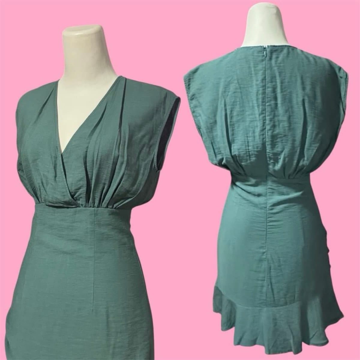 Love Bonito Chic Emerald Green Ruched Mini Dress - Photo 2