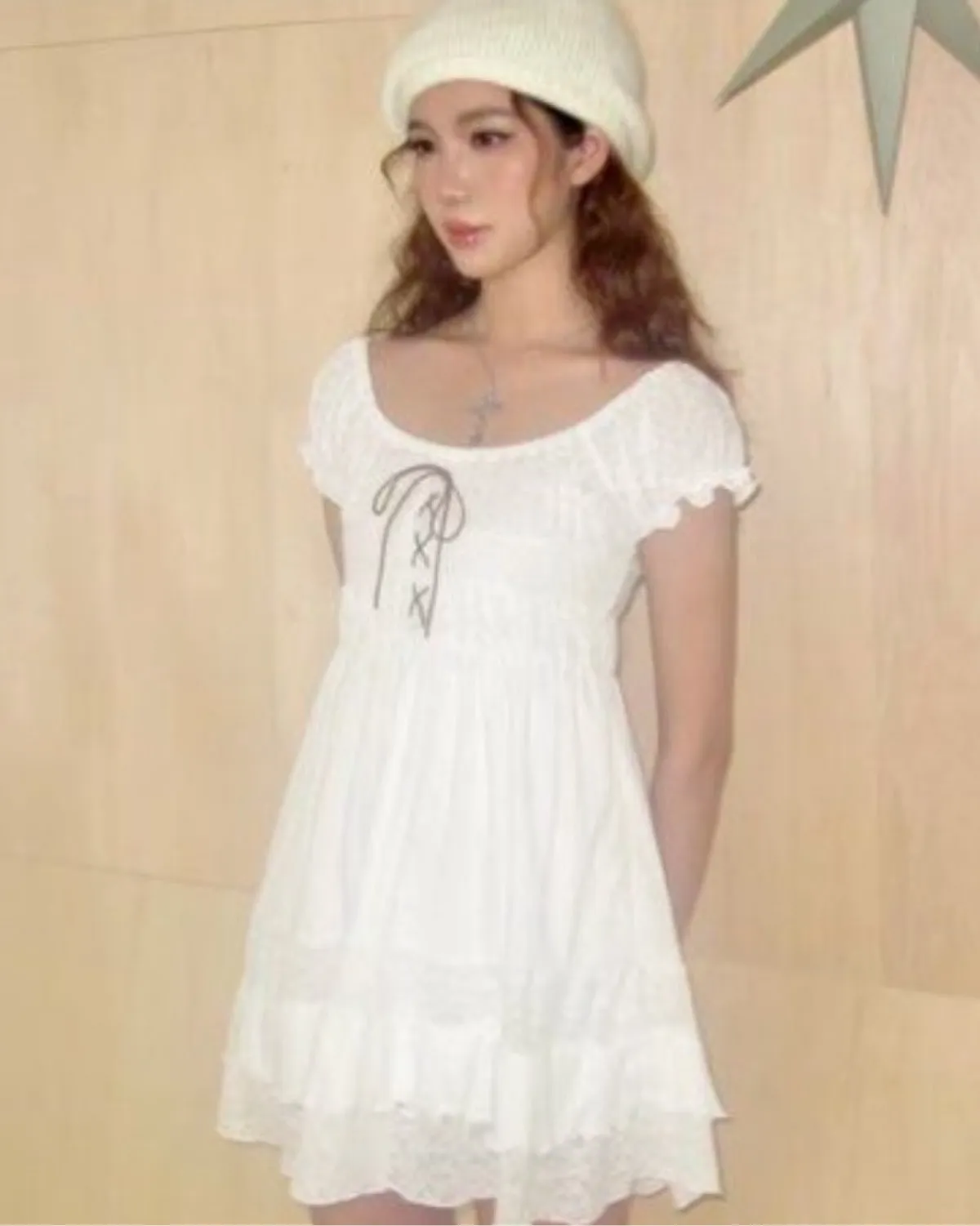 JANET STUDIO layered puffy white dress babydoll
