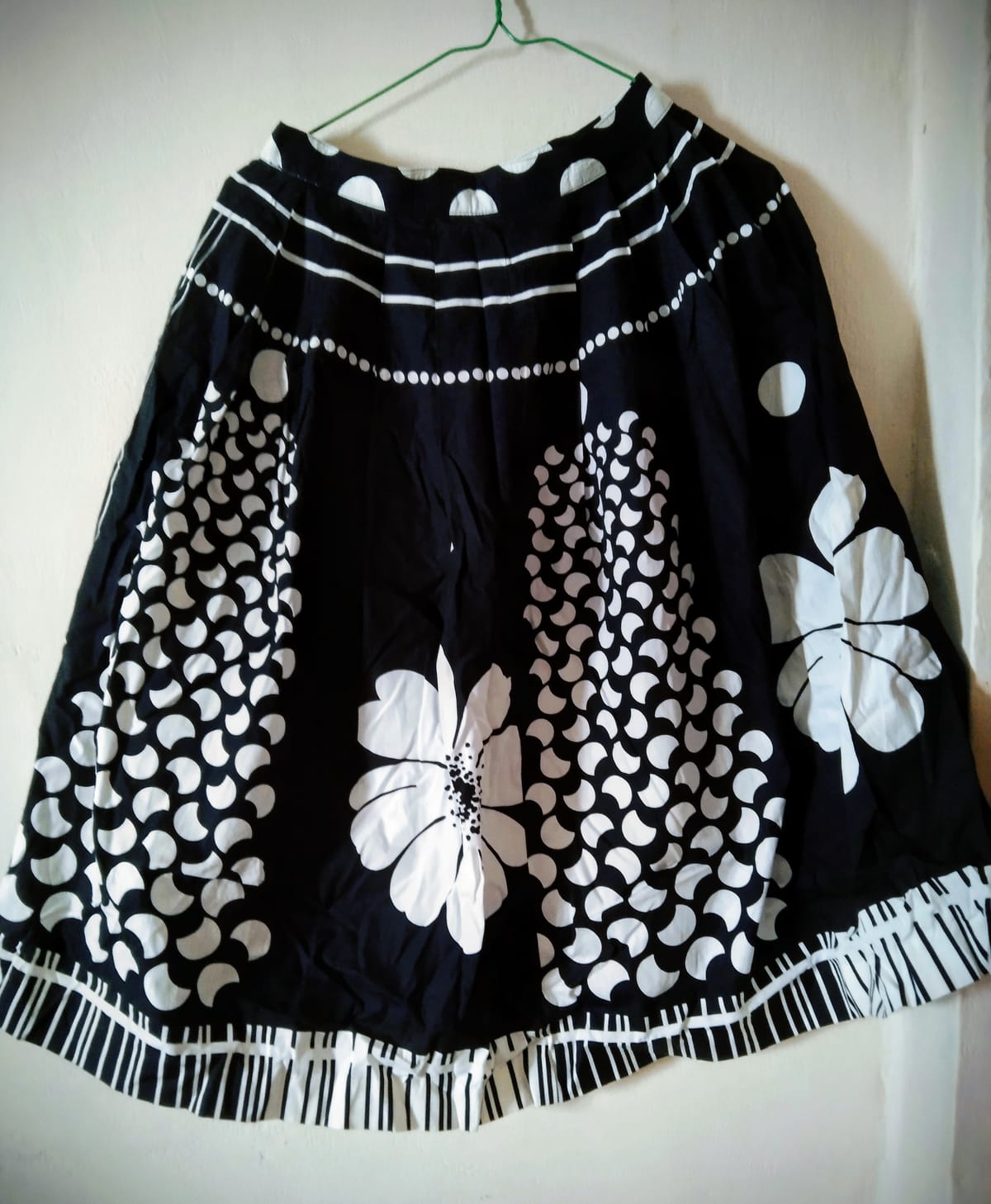 Bold Black Floral A-Line Skirt