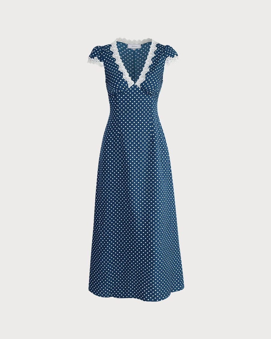 BNWT Rihoas V Neck Polka Dot Lace Maxi Dress - Photo 4