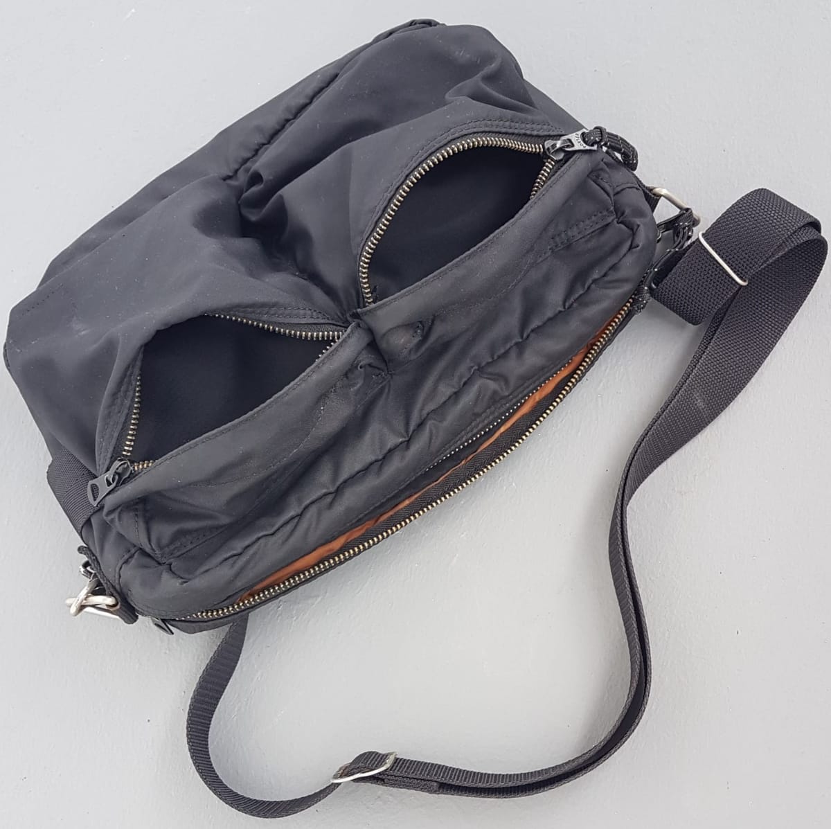PORTER Original Porter International Crossbody Shoulder Bag, Luxury Black Nylon Bag, Cosmopolitan, Made in JAPAN, Sleek Design, Sling Bag, Travel Pack, Continental, Sophistication, Urban Style, Streetwise, Timeless Appeal, Pop Culture, Active Lifestyle, Everyday Fashion - Photo 2
