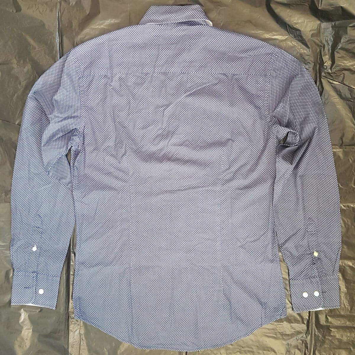 Scoor Brothers Original SACOOR Brothers Smart Dress Shirt, Navy Blue with Subtle Geometric Print, Slim Fit, Designer Long Sleeved Shirt, Cosmopolitan, MEDIUM 7 Buttons Long Sleeve Shirt, Luxury Lifestyle, Timeless Appeal, Urban Style, Sophistication, Cult Street Fashion - Photo 3