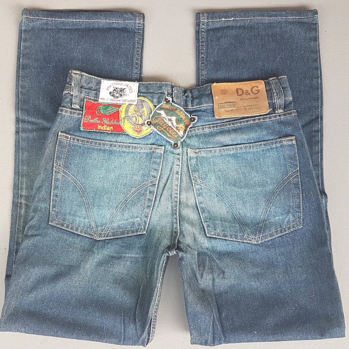 Dolce Gabbana Retro DOLCE & GABBANA Denim Jeans, Made in ITALY, Exquisite D&G Bootcut Jeans, Cool D&G Patches, Size 30 Flare Bottoms, Cosmopolitan, ITALIAN Designer Wear, Sophistication, Nostalgic, Vintage Pants, Timeless Classic, Luxury Living, Cult Street Fashion - Photo 2