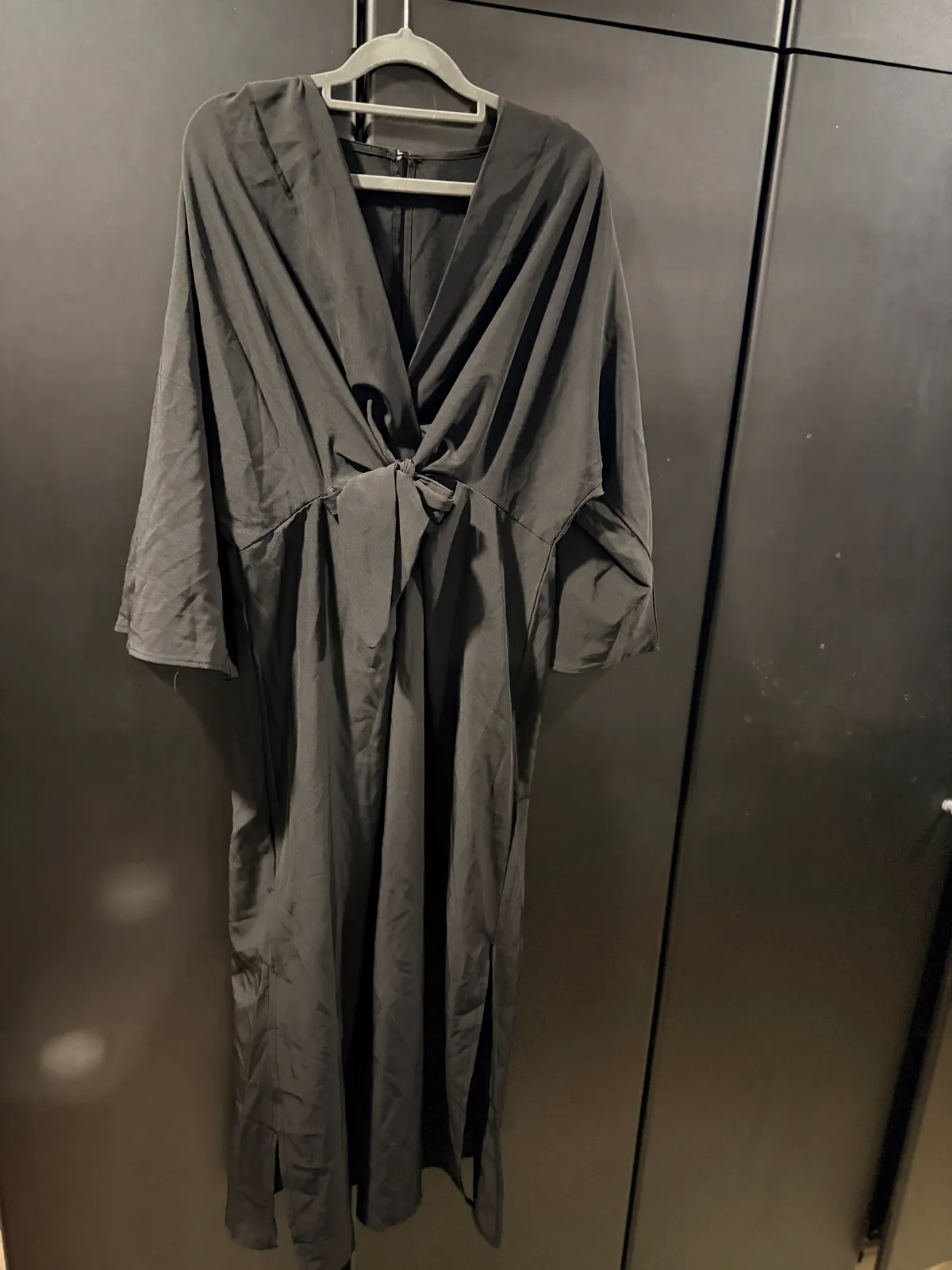 Chic Black Tie-Front Dress