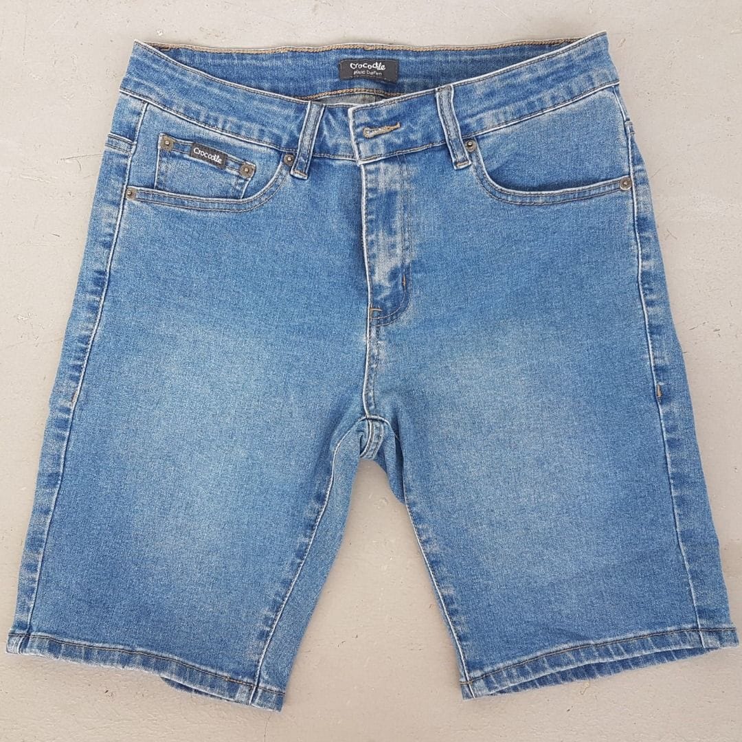 Crocodile Denim Shorts - Casual & Comfy Vibes (S)