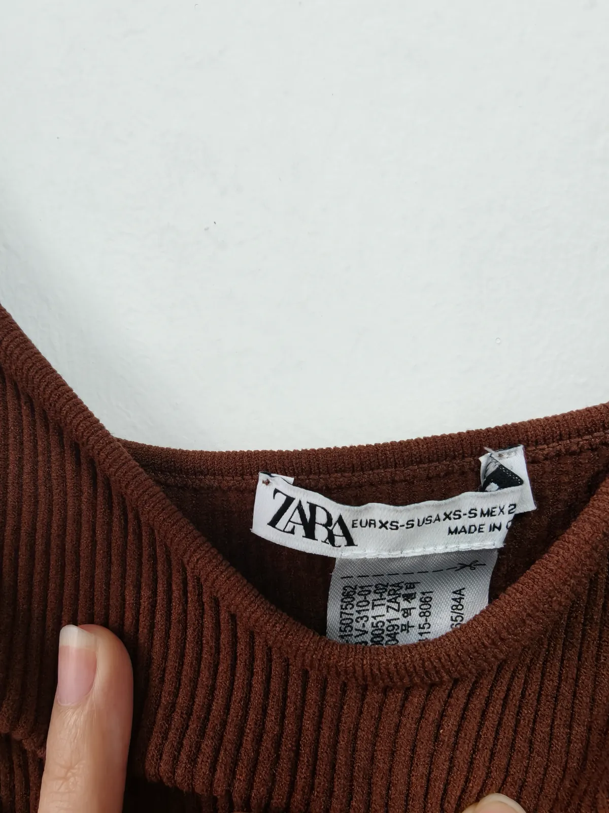 Zara Chic Ribbed Brown Crop Top - Photo 4