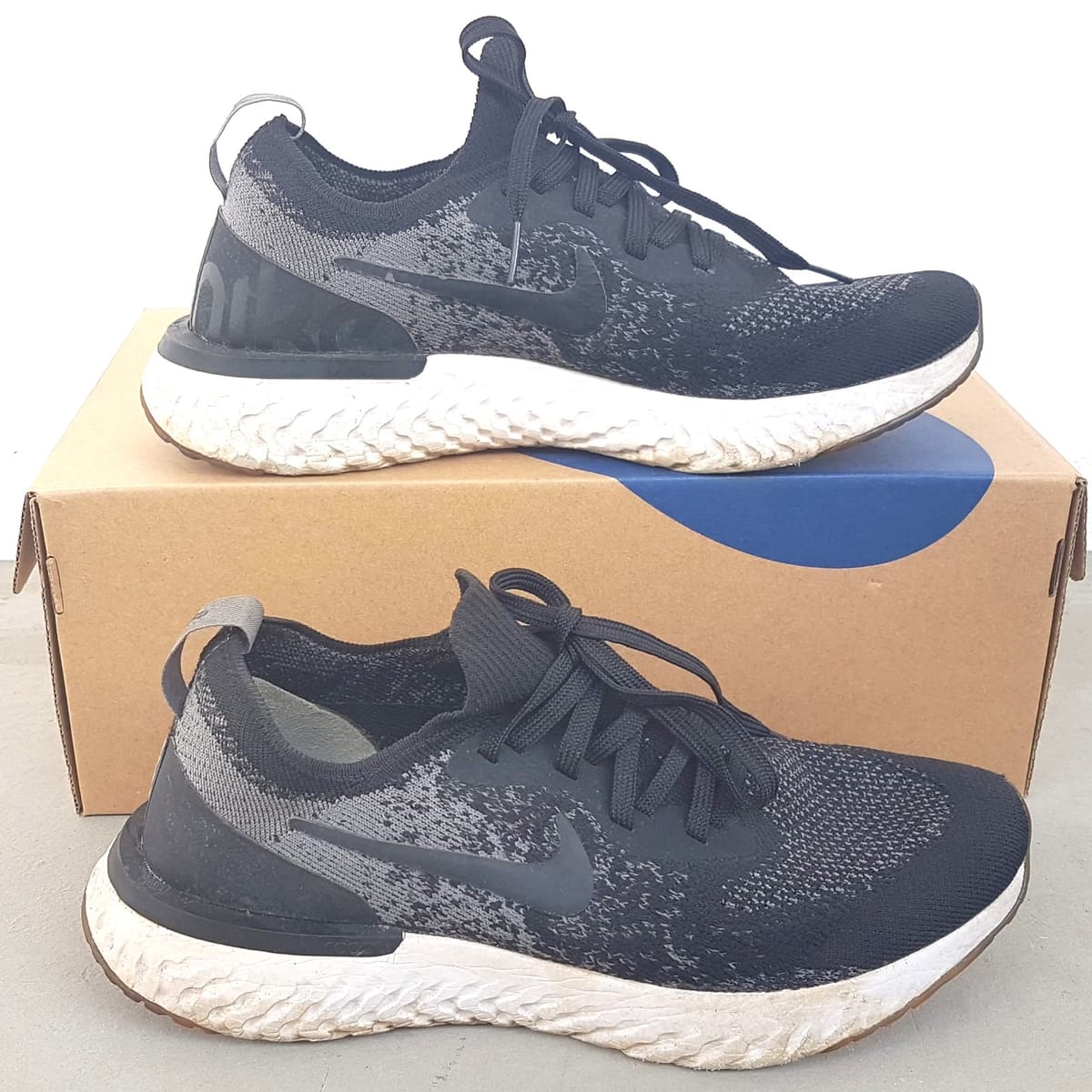 Nike Original NIKE Running Sneakers, EPIC REACT FLYKNIT 2 Model, Cool Black, Gray & White Shoes, Cosmopolitan, US 7.5, UK 6.5, EU 40.5, CM 25,5, Streetwise, Sophistication, Timeless Appeal, Pop Culture, Geek, Cult Street Fashion, Urban Style, Gym, Workout - Photo 7