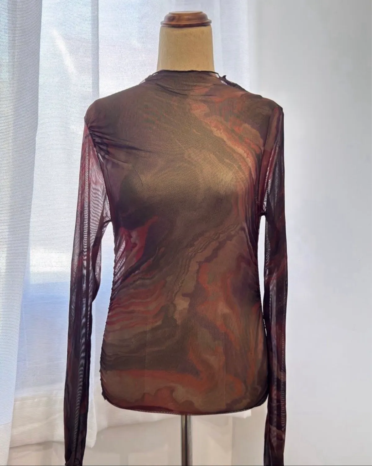 Sheer Mesh Long Sleeve Top