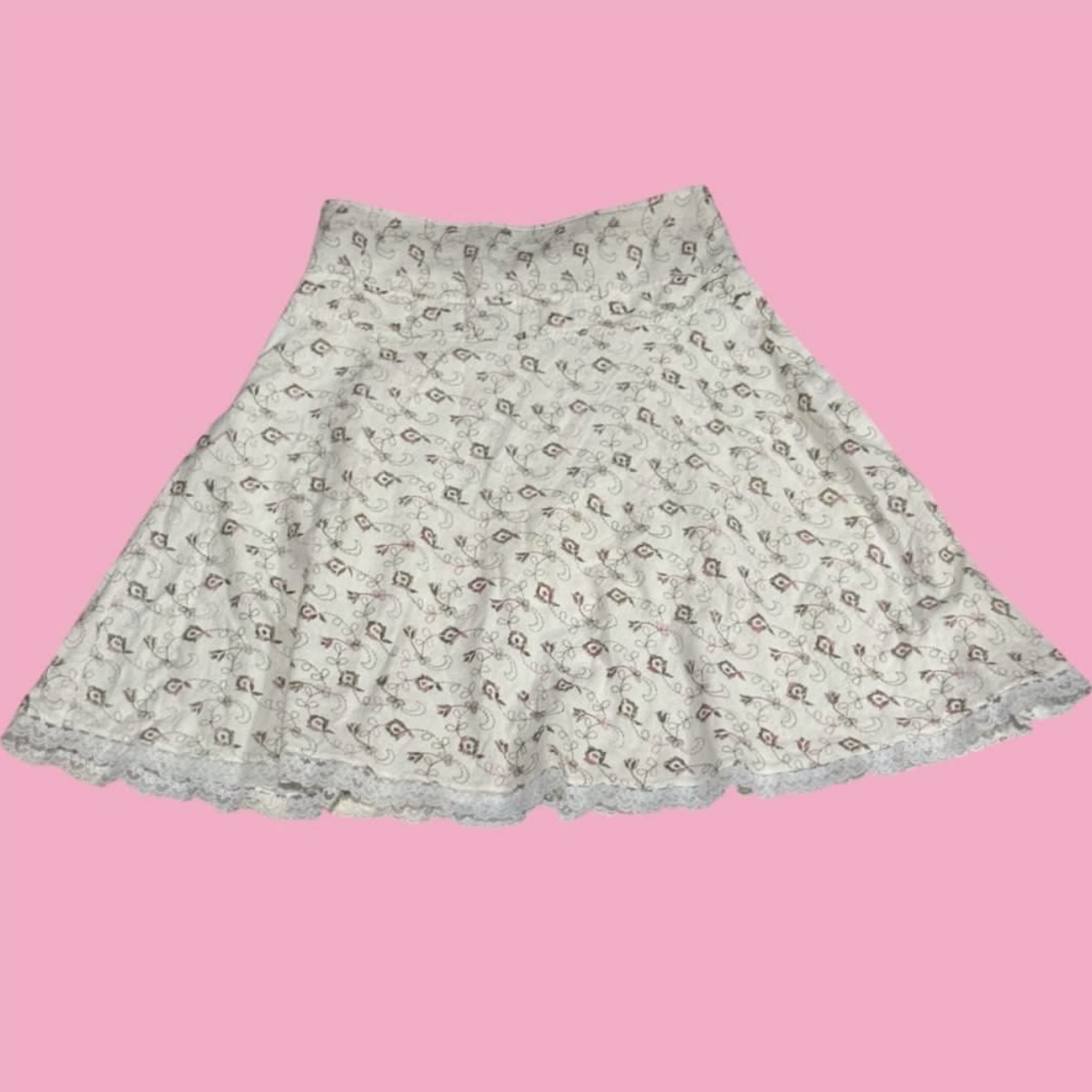 Coquette shoujo floral lace trim midi skirt - Photo 2