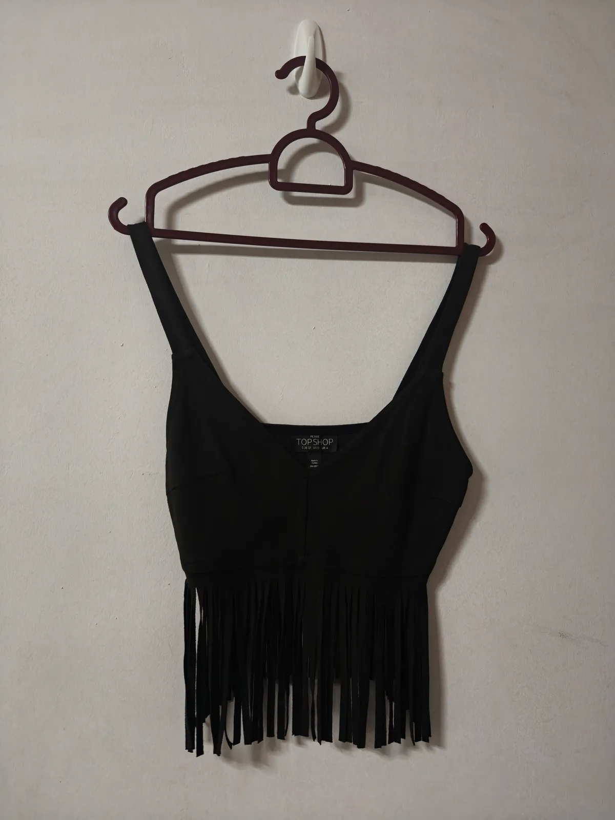 Topshop Chic Topshop Fringed Black Crop Top