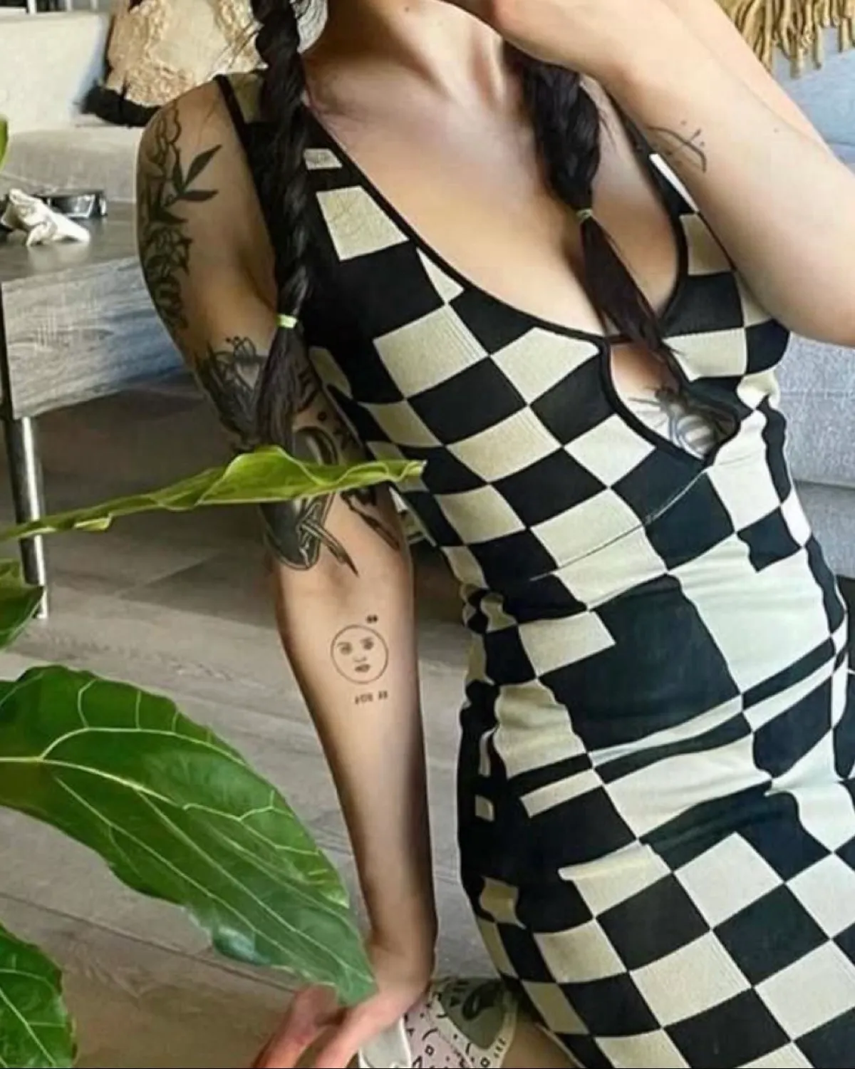 Checkerboard Knit Bodycon Sundress - Photo 3
