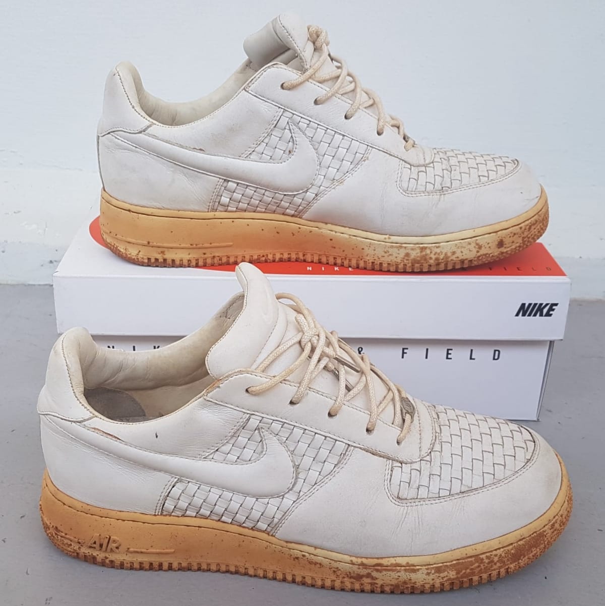 Nike Retro 2003 NIKE Air Force 1 Lux Low Woven Sneakers, Cool WHITE Italian Leather Shoes, Cosmopolitan, US 10, UK 9, EU 44.5, CM 28, Made in ITALY, Sleek AF1 Design, Sophistication, Timeless Appeal, Geek, Pop Culture, Hip Hop, Rock Star, Urban Style, Streetwise - Photo 3