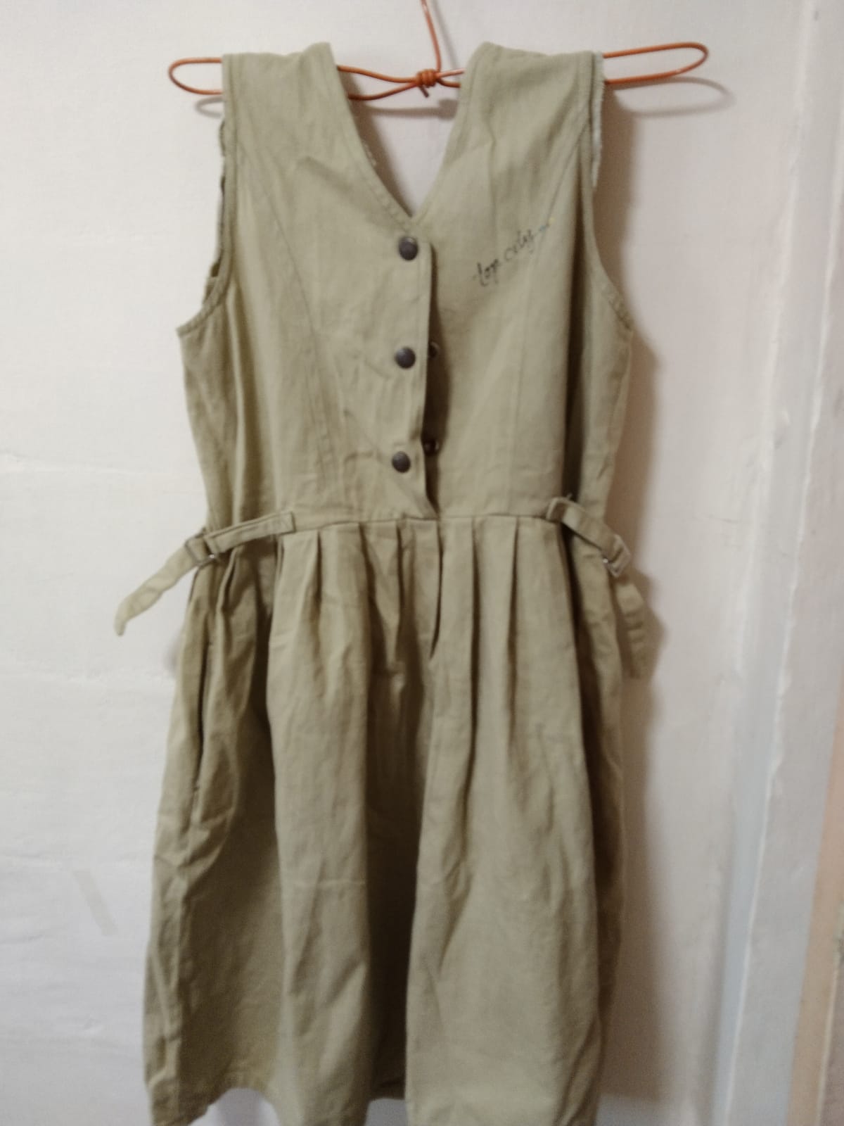 Earth-Tone Buttoned Sleeveless Dress