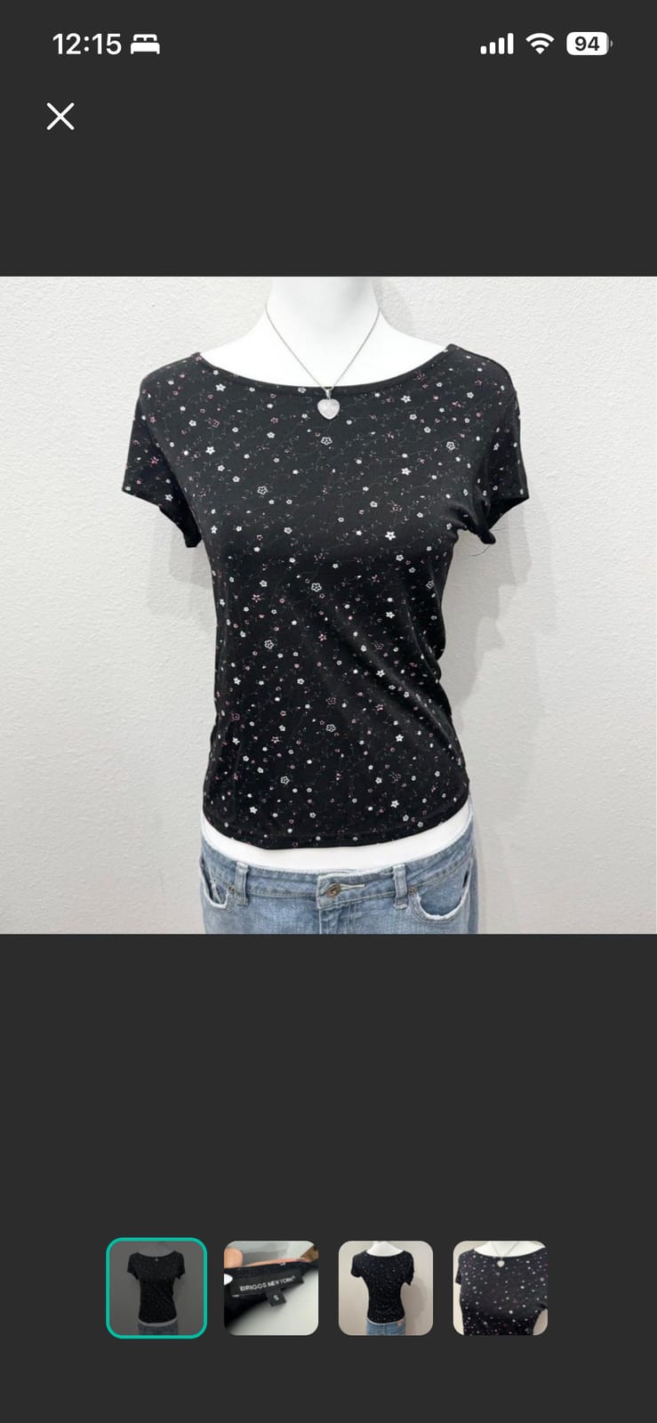 Briggs New York Black & Pink Floral Top (Size S) ✨