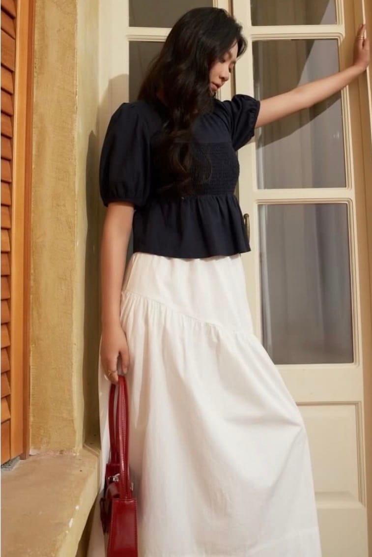 TCL Maribel Tiered Skirt in Navy - Photo 2