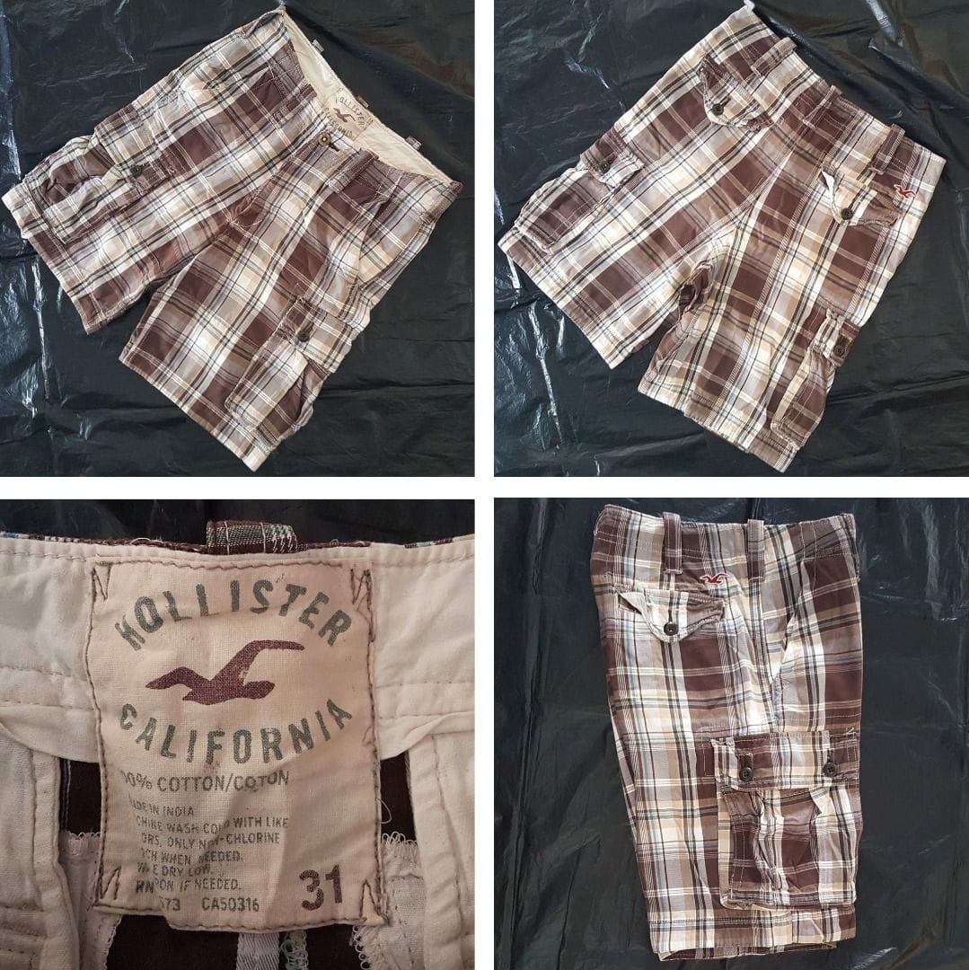 Retro Hollister Plaid Cargo Shorts - Size 31, Beach Vibes 🌴