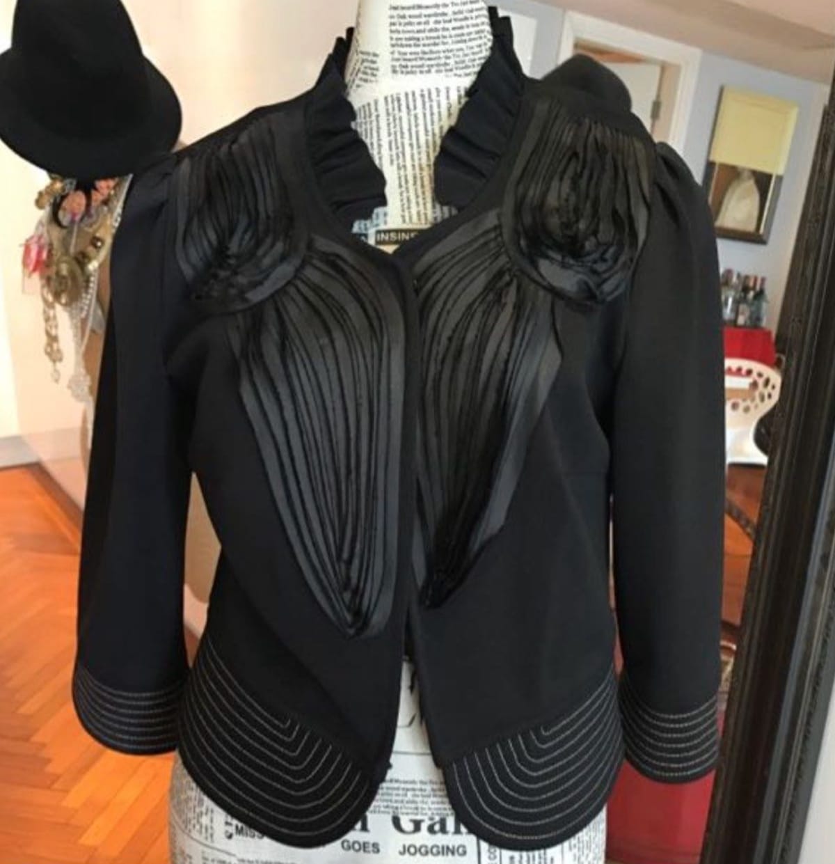 Chic Black Pleated Jacket - Designer Just Cavali jacket