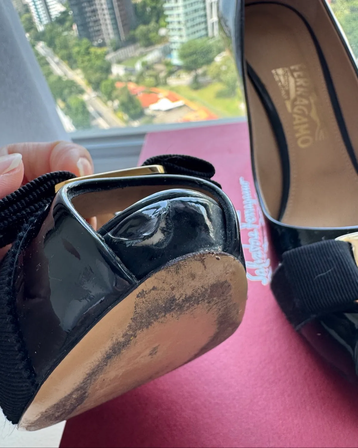 Salvatore Ferragamo Salvatore Ferragamo Patent Peep-Toe Heels - Photo 4
