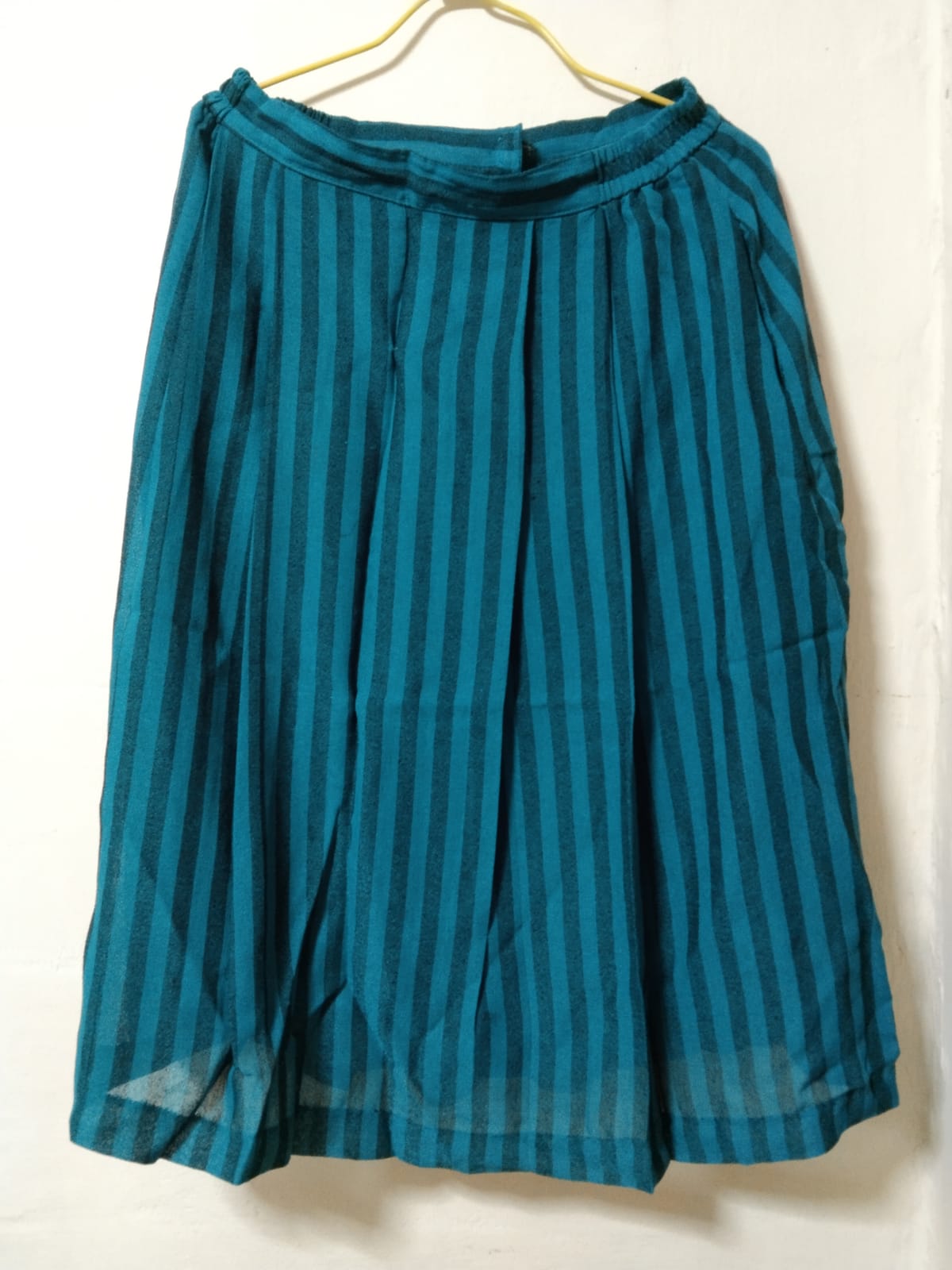 Striped Teal Midi Skirt