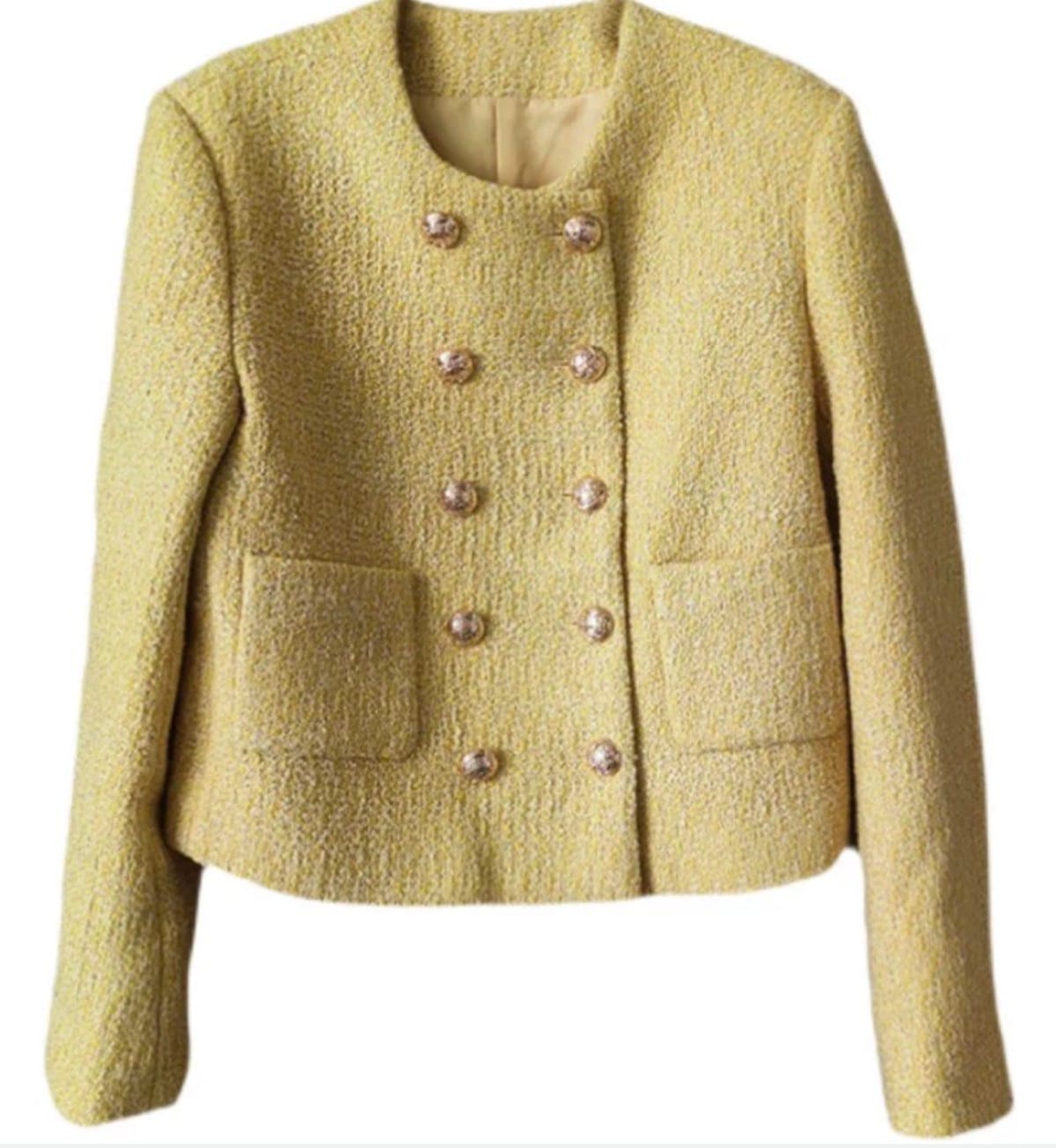 Chic Yellow Tweed Jacket