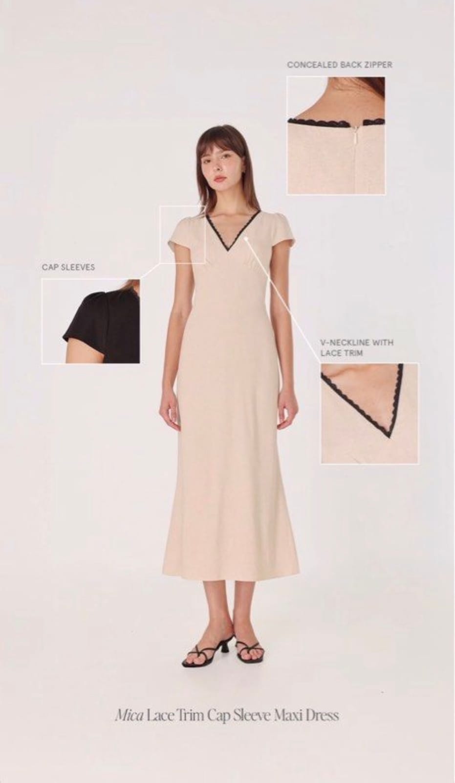 Lovet Mica Lace Trim Cap Sleeve Maxi Dress    - Photo 3