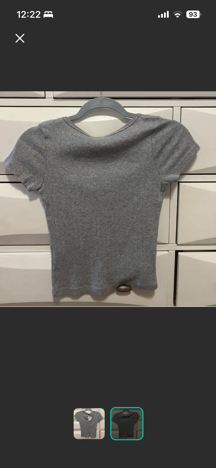 Brandy Melville Brandy Melville Grey Ribbed Button-Up Eyelet Top (NWT!) - Photo 2